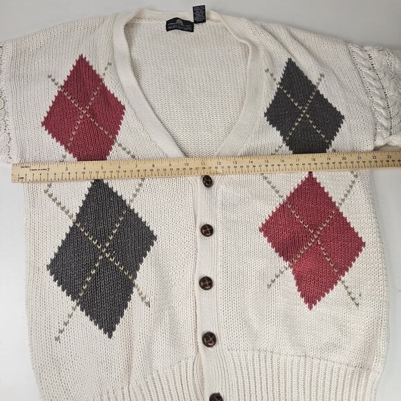 Structure Vntage Ivory Chunky Knit Sweater Cardigan Large Oversized Cottage - Picture 4 of 8